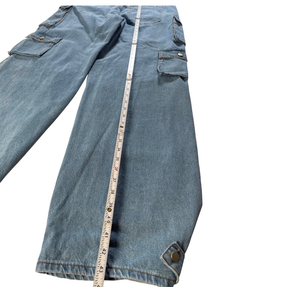 Women's Oversized Denim Cargo Light Wash Blue Jeans Pants Size 9 Cotton NWOT - Picture 9 of 9